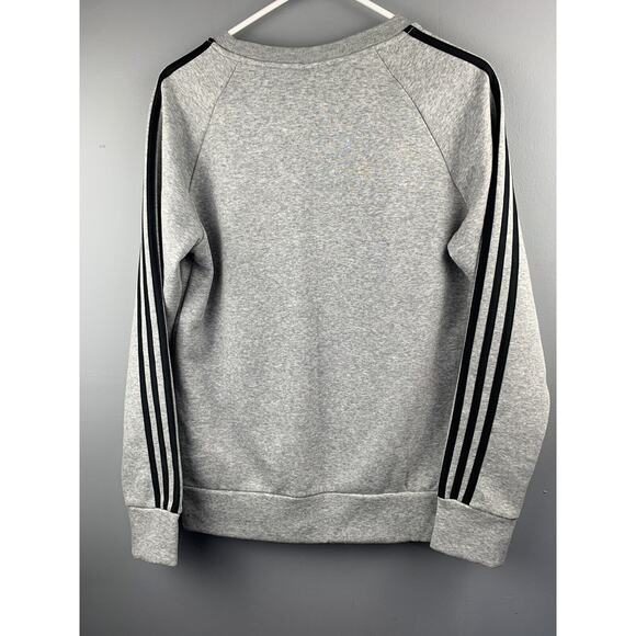 Adidas Pullover Sweatshirt Mens Medium Gray Stripes Solid Long Sleeve Crew Neck - Picture 2 of 6